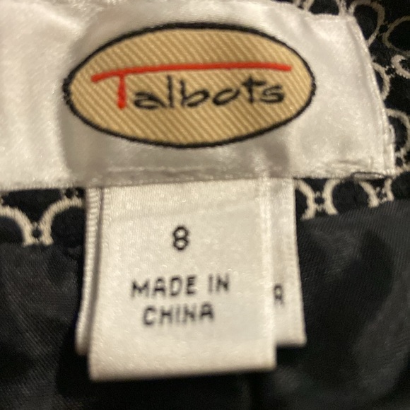 Talbots Black & White Geometric Circle Ankle Crop Pant Size 8 - Picture 2 of 3